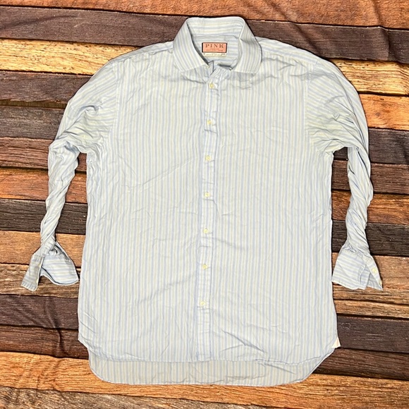 Thomas Pink Button Down Blue Long Sleeve Dress Suit Work Button Down Shirt - Picture 1 of 5